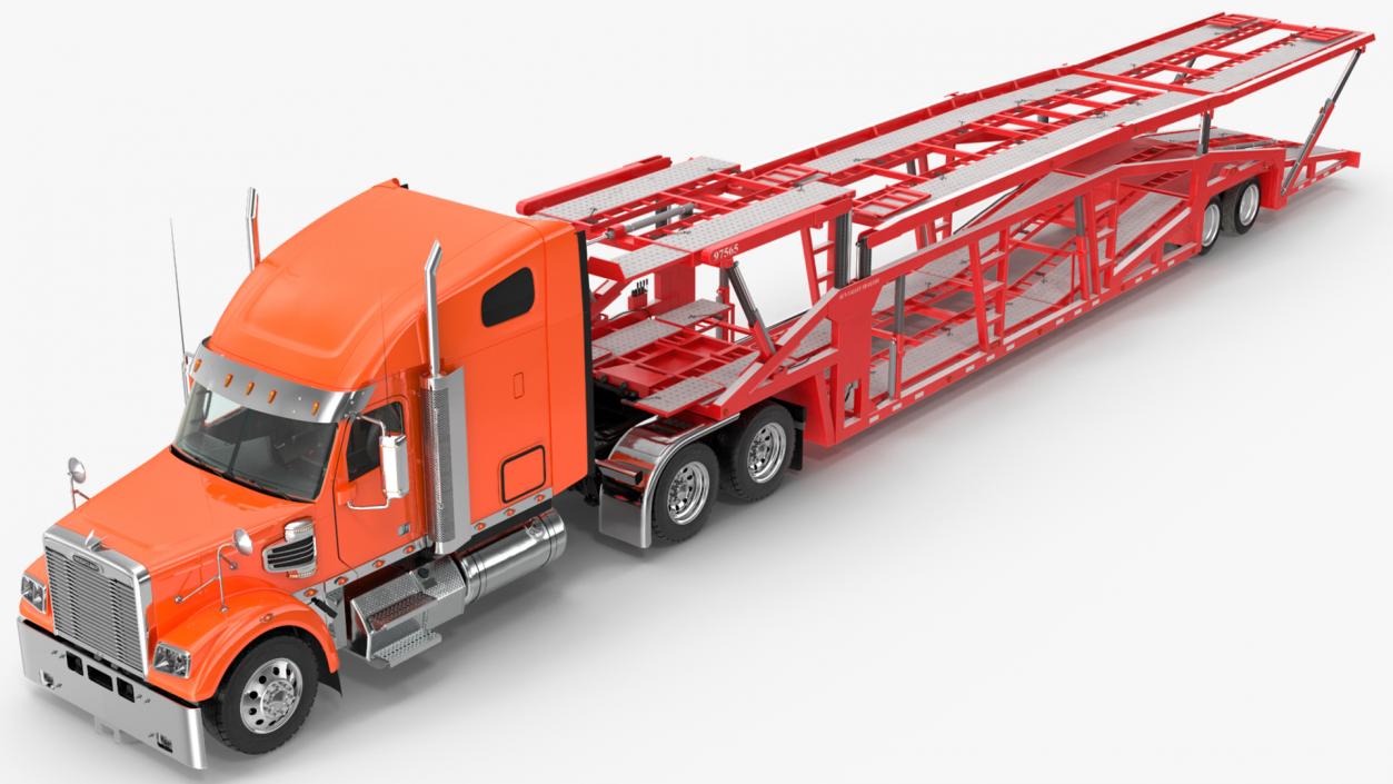 3D model Freightliner Truck With Car Carrier