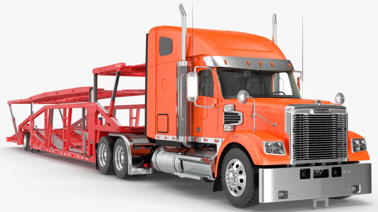 3D model Freightliner Truck With Car Carrier