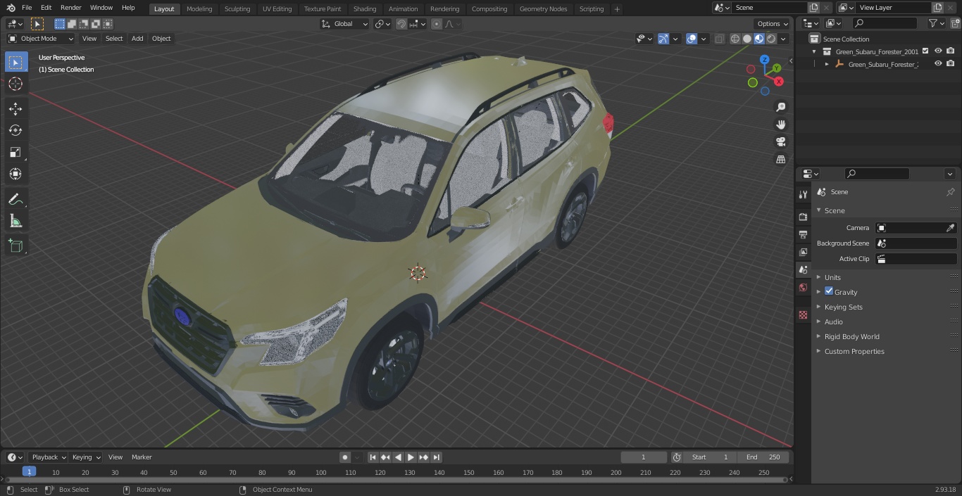 Green Subaru Forester 2022 Simple Interior 3D