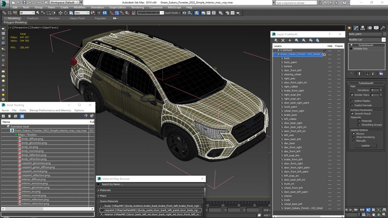 Green Subaru Forester 2022 Simple Interior 3D