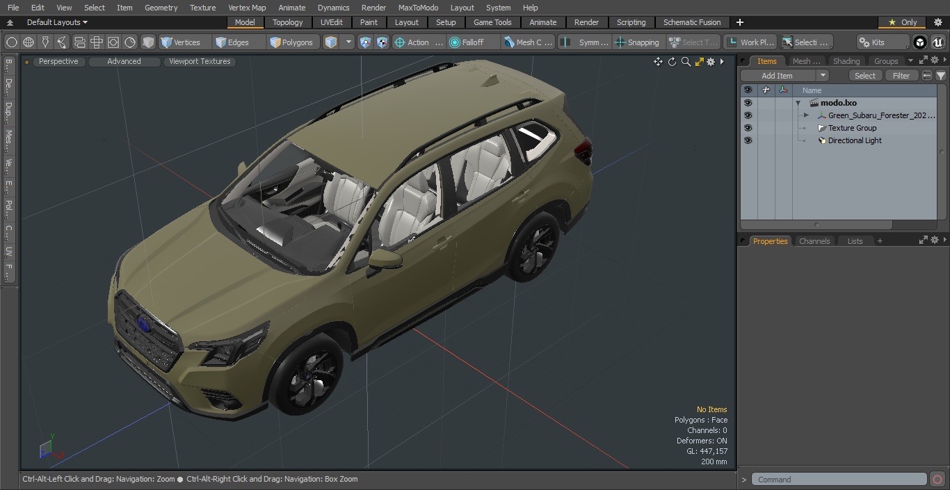 Green Subaru Forester 2022 Simple Interior 3D