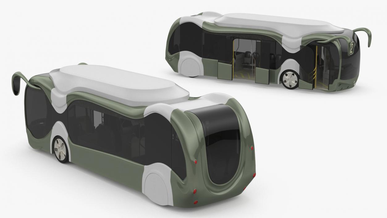 Futuristic Electric Bus Concept Green 3D