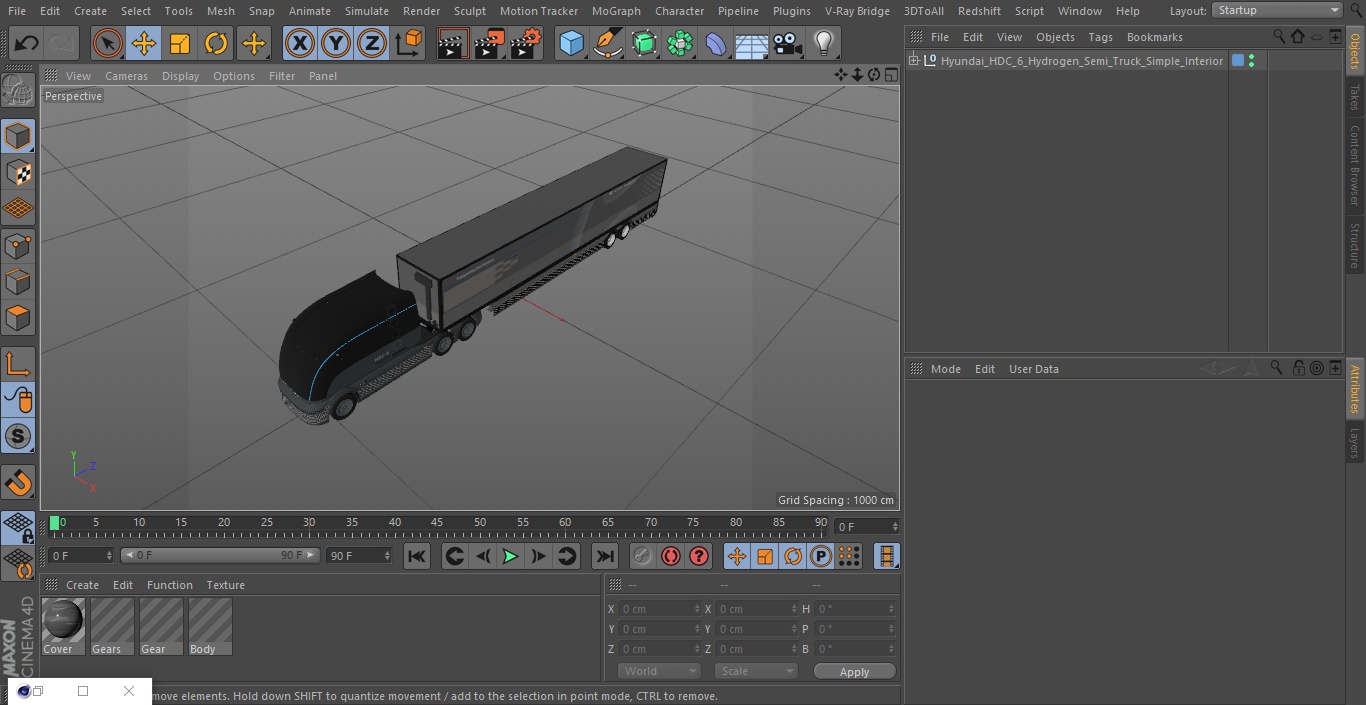 Hyundai HDC-6 Hydrogen Semi Truck Simple Interior 3D model