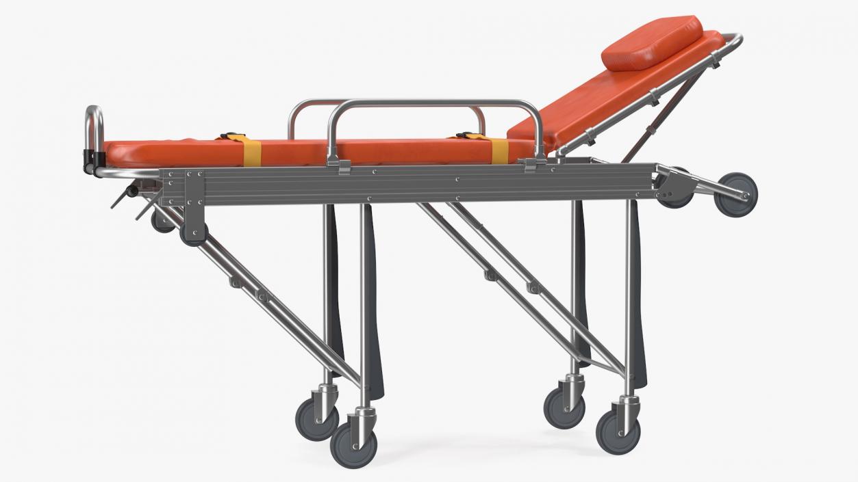 3D model Steel Ambulance Stretcher Hospital Bed Gurney