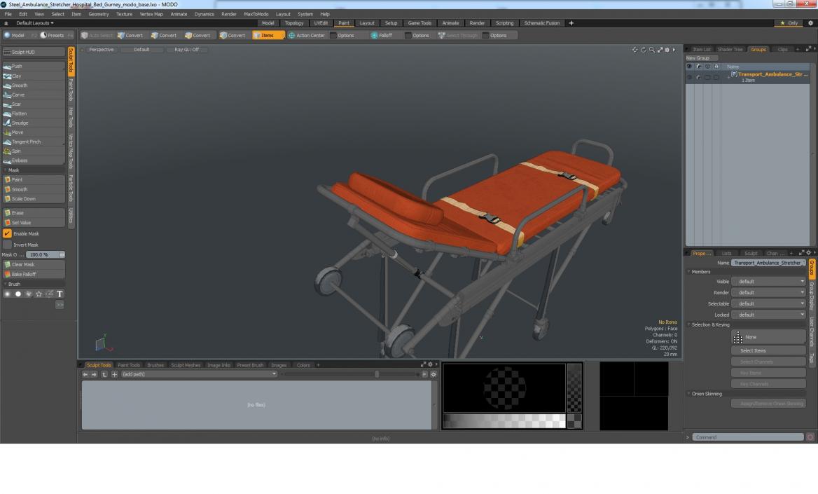 3D model Steel Ambulance Stretcher Hospital Bed Gurney