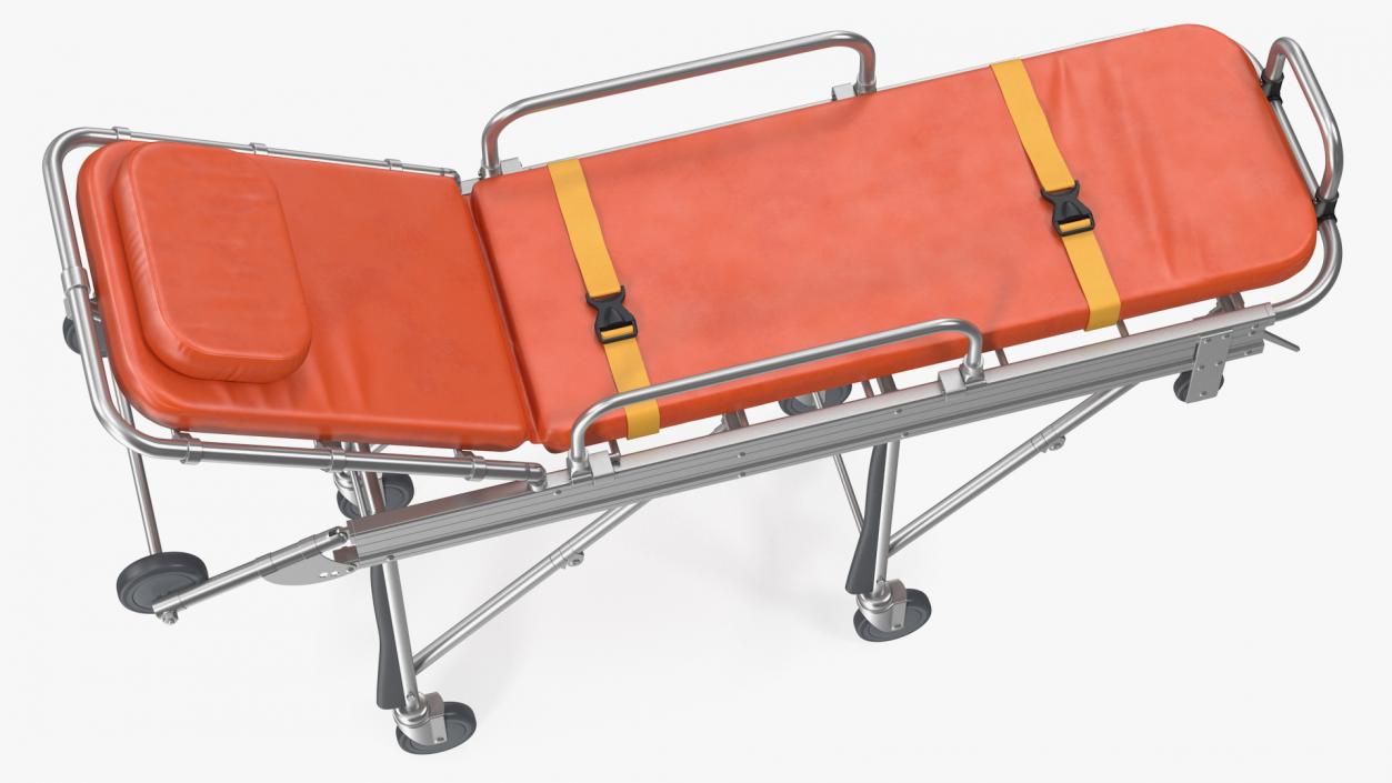 3D model Steel Ambulance Stretcher Hospital Bed Gurney