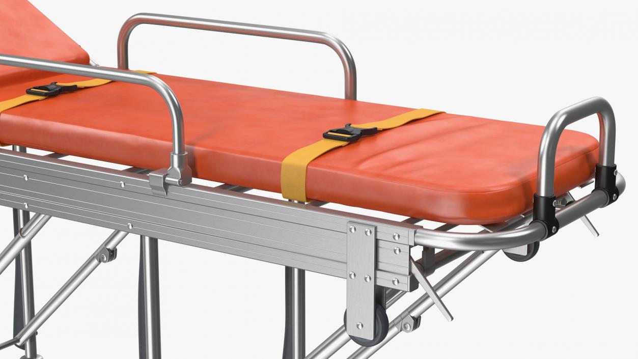 3D model Steel Ambulance Stretcher Hospital Bed Gurney