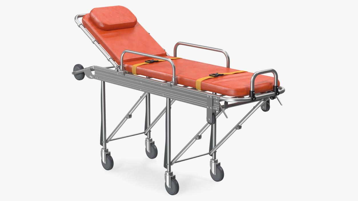 3D model Steel Ambulance Stretcher Hospital Bed Gurney