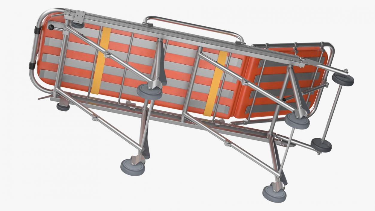 3D model Steel Ambulance Stretcher Hospital Bed Gurney