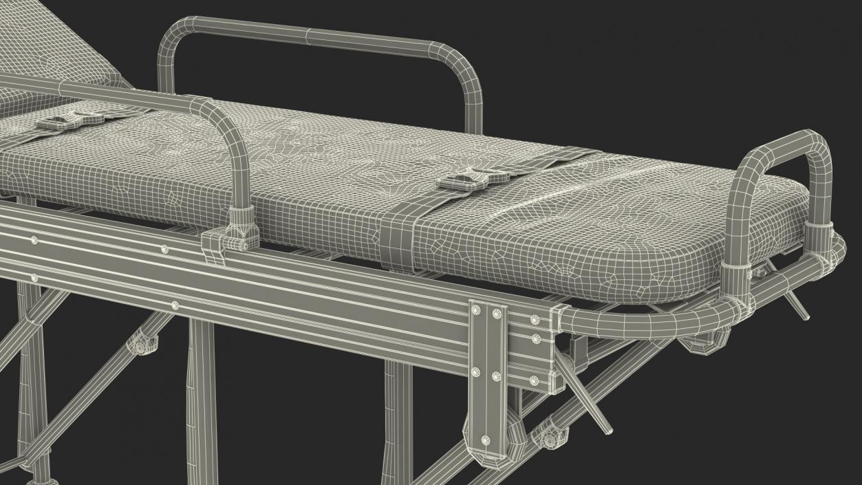 3D model Steel Ambulance Stretcher Hospital Bed Gurney