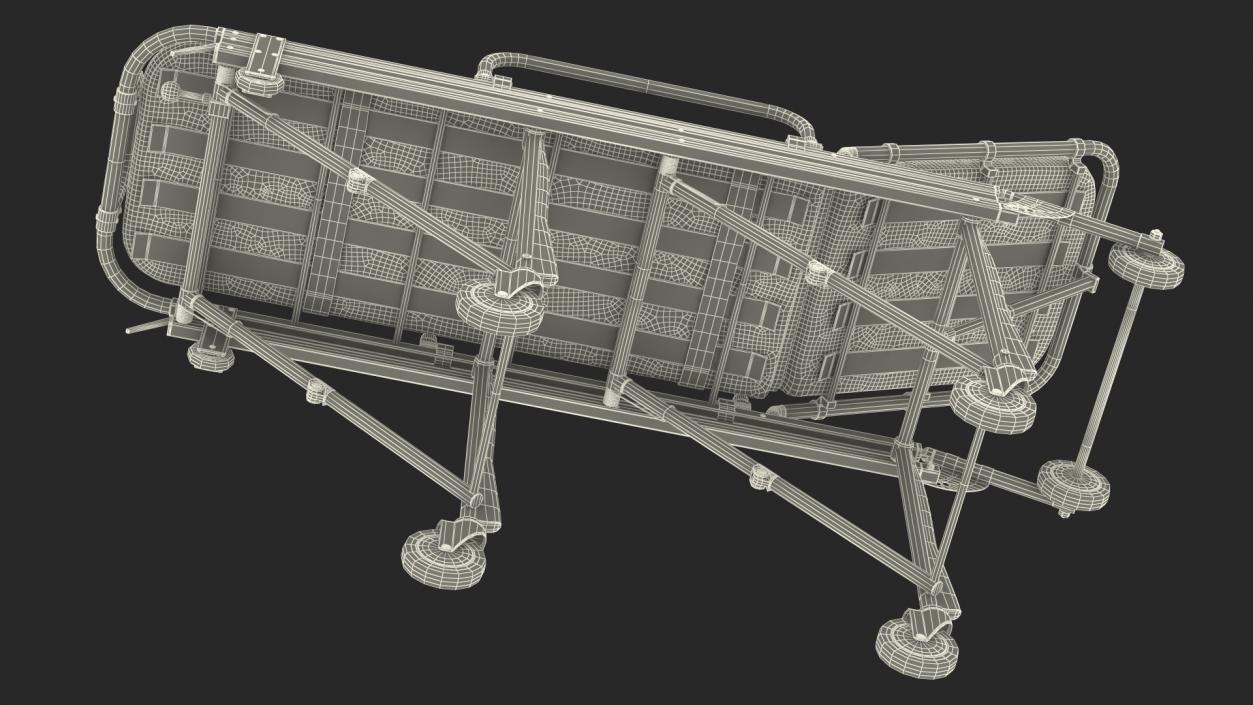 3D model Steel Ambulance Stretcher Hospital Bed Gurney