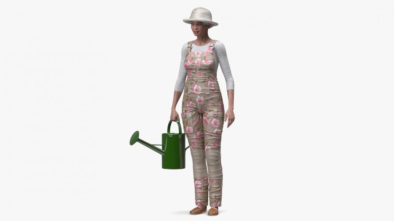 Asian Grandma Gardener Style Standing 3D