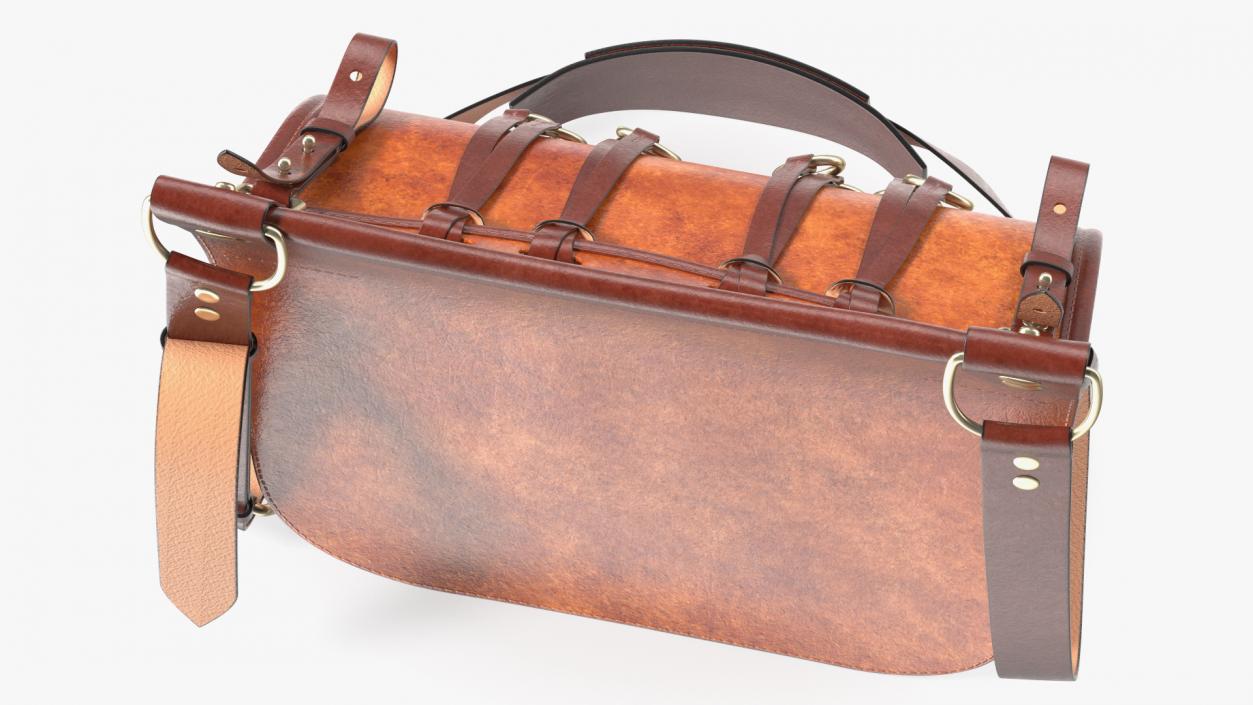 3D Classic Hunting Brown Leather Bag model