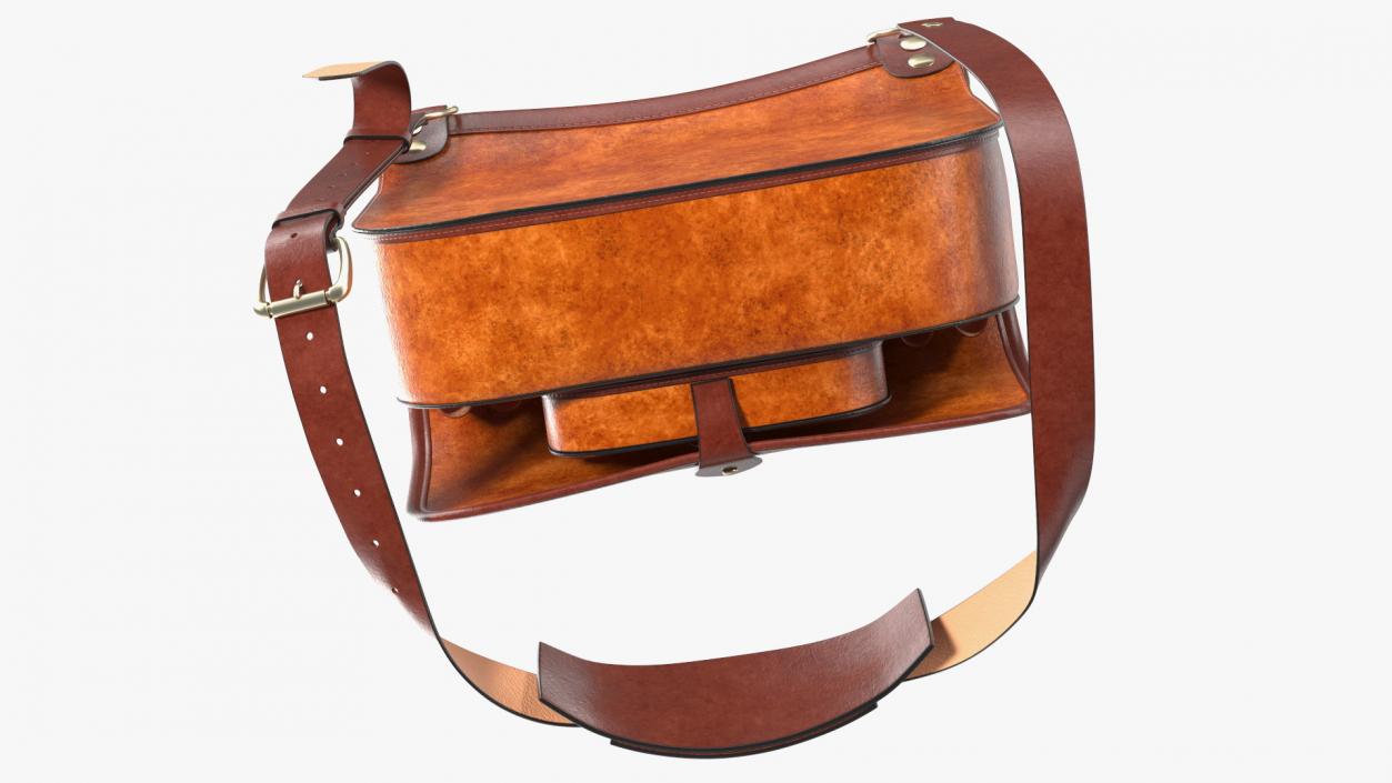 3D Classic Hunting Brown Leather Bag model