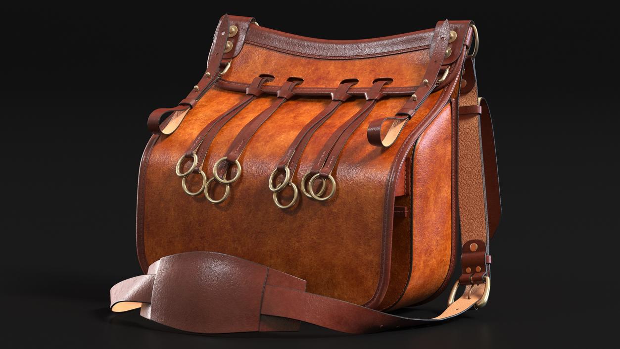 3D Classic Hunting Brown Leather Bag model