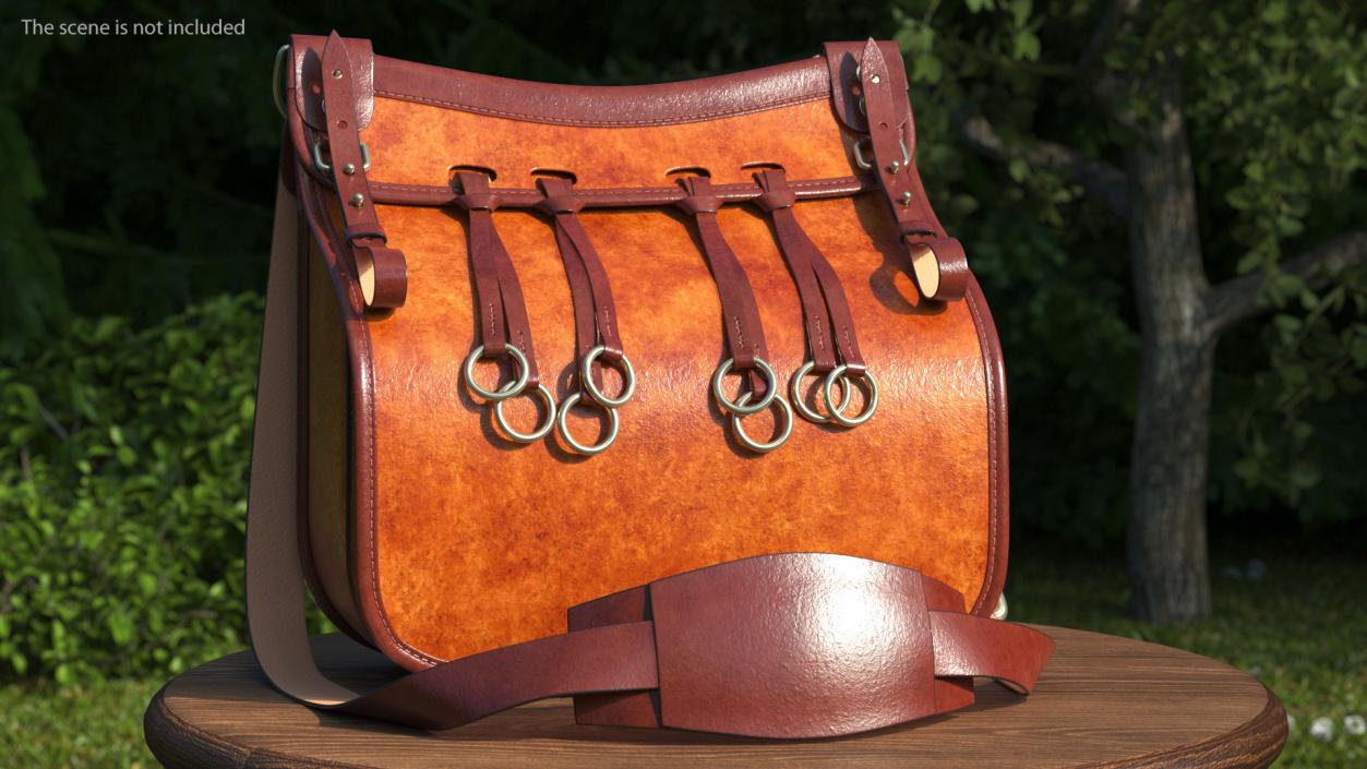 3D Classic Hunting Brown Leather Bag model