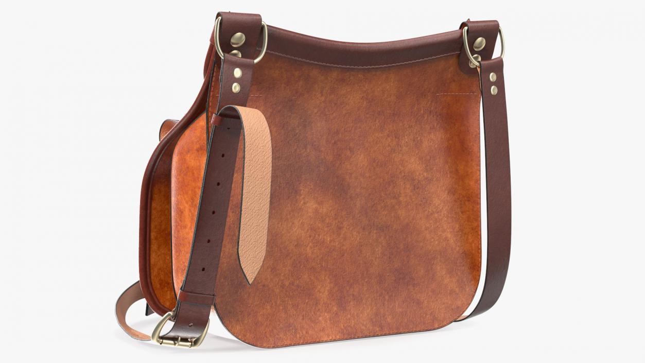 3D Classic Hunting Brown Leather Bag model