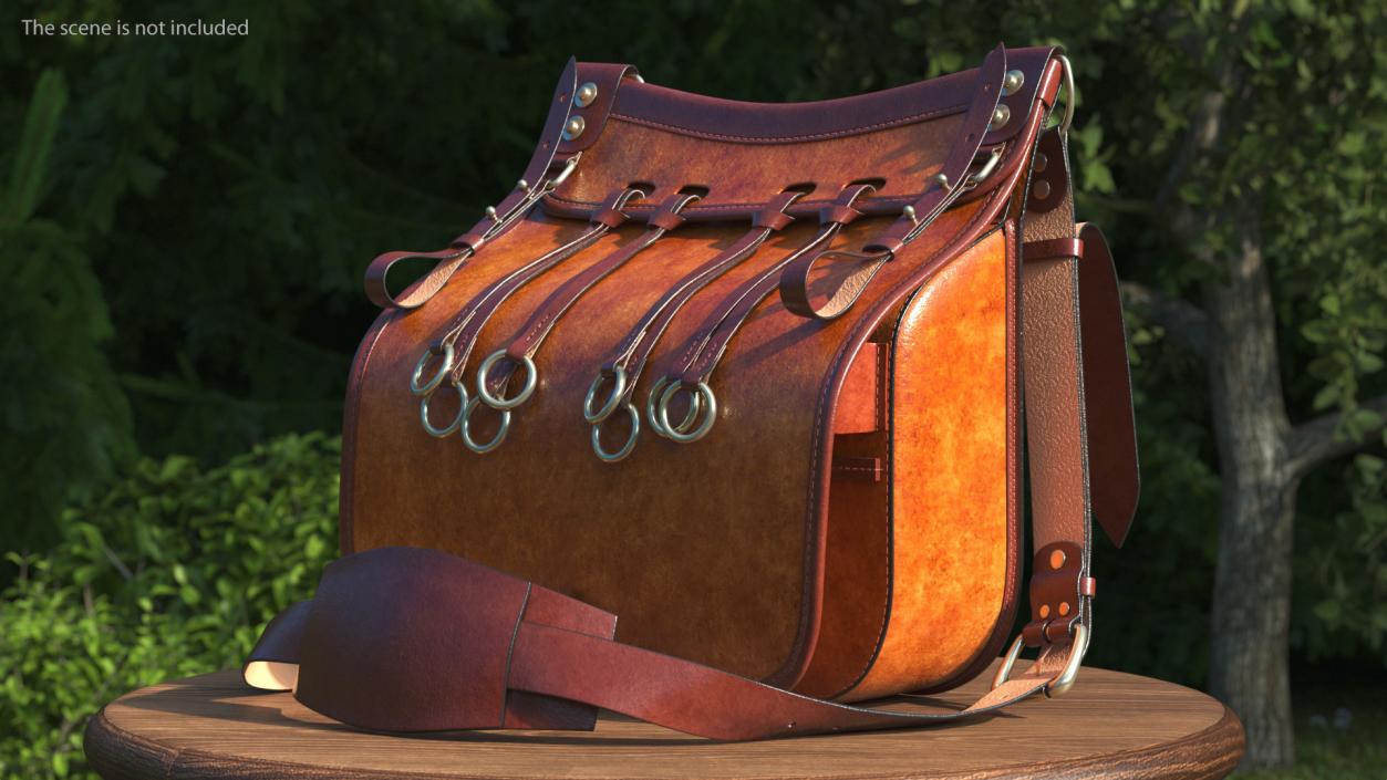 3D Classic Hunting Brown Leather Bag model