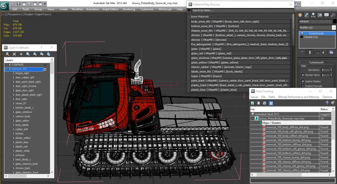 3D model Snowy PistenBully Snowcat