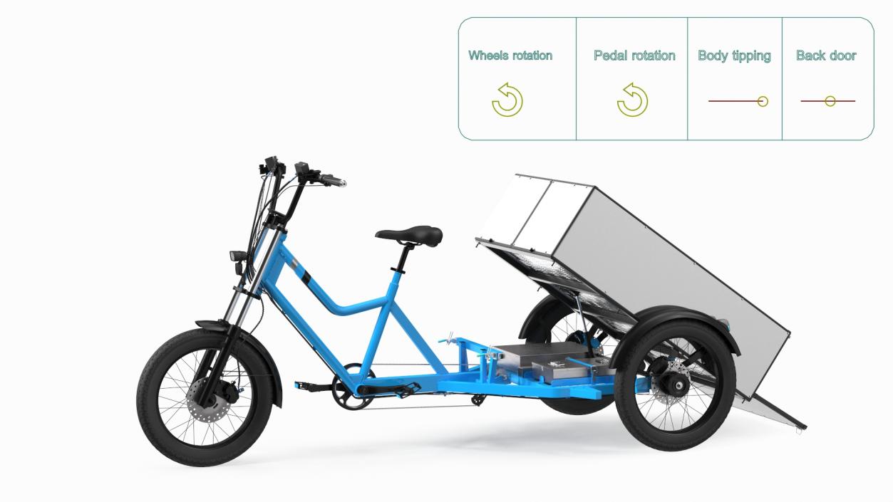 3D Commercial Grade Electric Trike with Truck Bed Rigged model