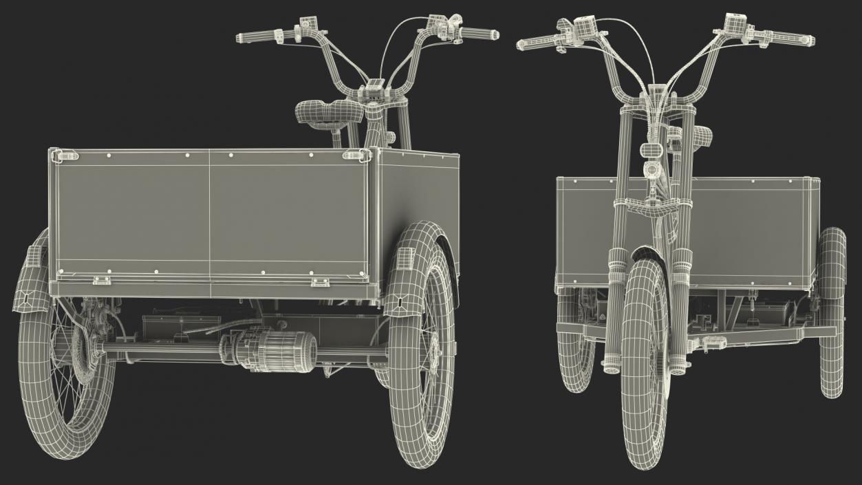 3D Commercial Grade Electric Trike with Truck Bed Rigged model