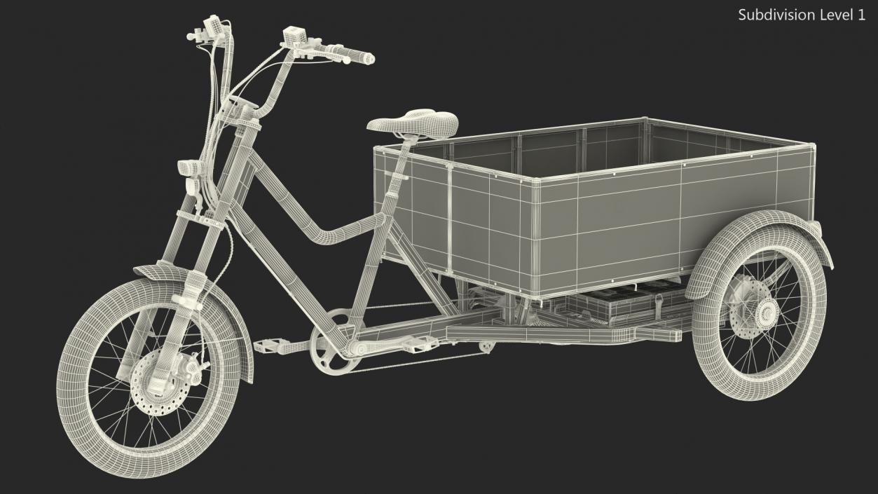 3D Commercial Grade Electric Trike with Truck Bed Rigged model