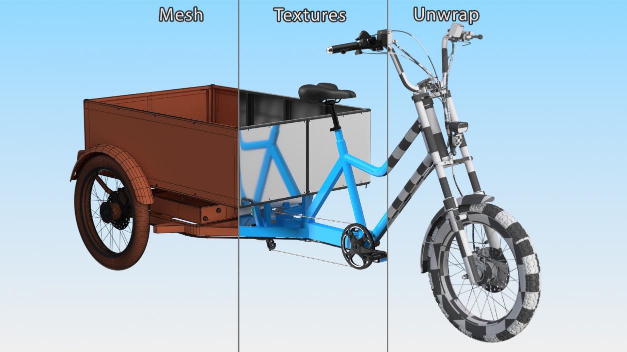 3D Commercial Grade Electric Trike with Truck Bed Rigged model