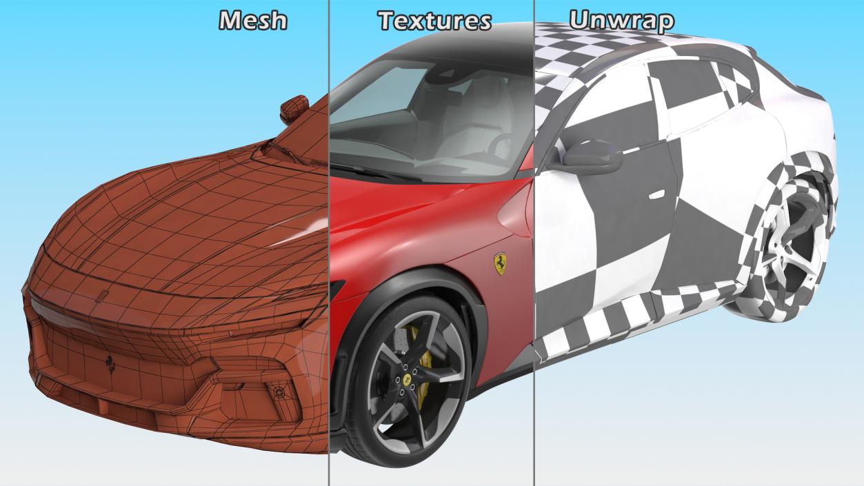 3D 2023 Red Ferrari Purosangue SUV Rigged model