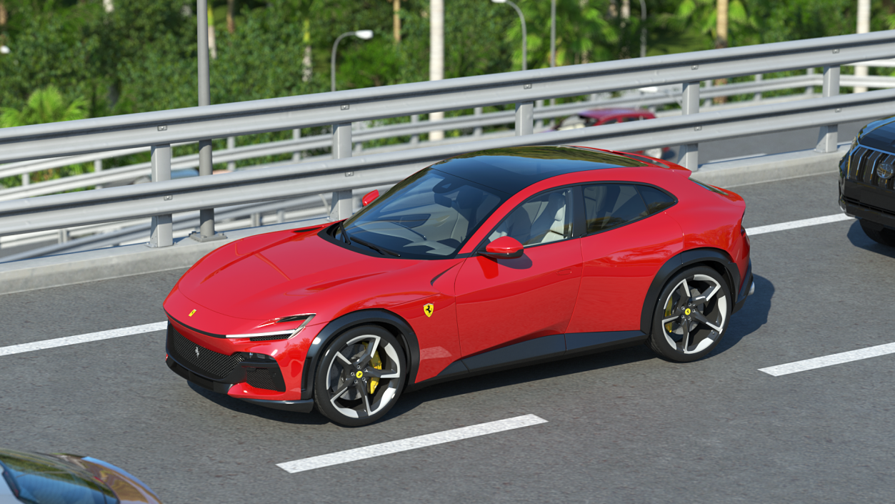 3D 2023 Red Ferrari Purosangue SUV Rigged model