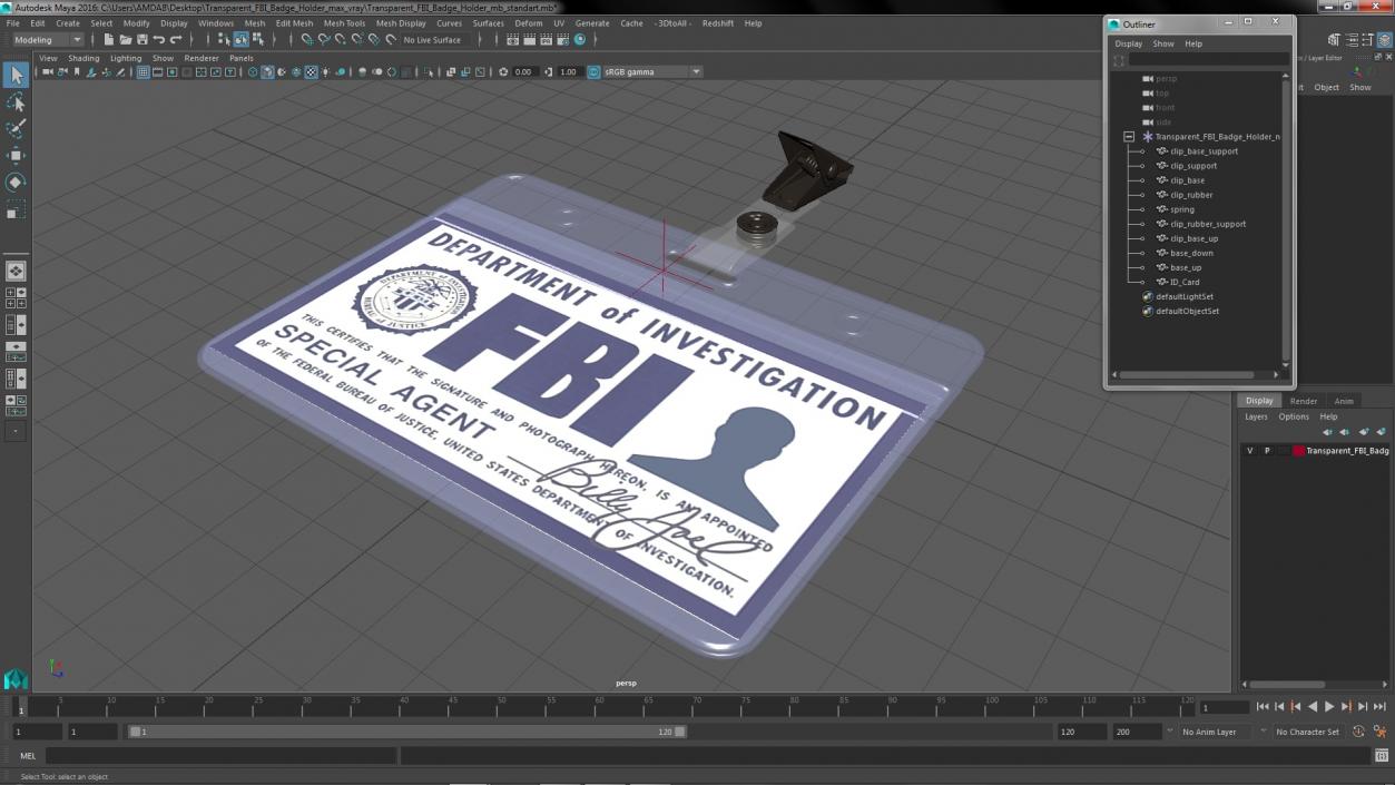 3D Transparent FBI Badge Holder model