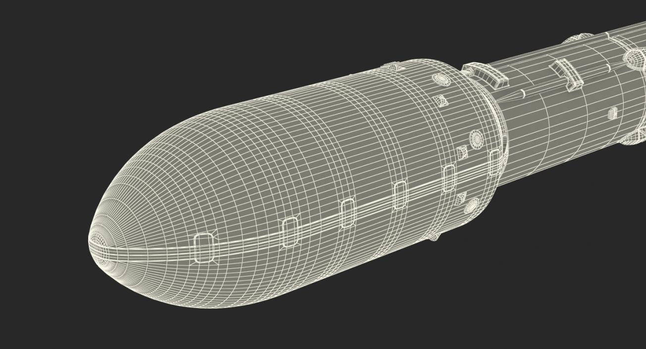 3D Rocket with Boosters and Satellite in Cargo model