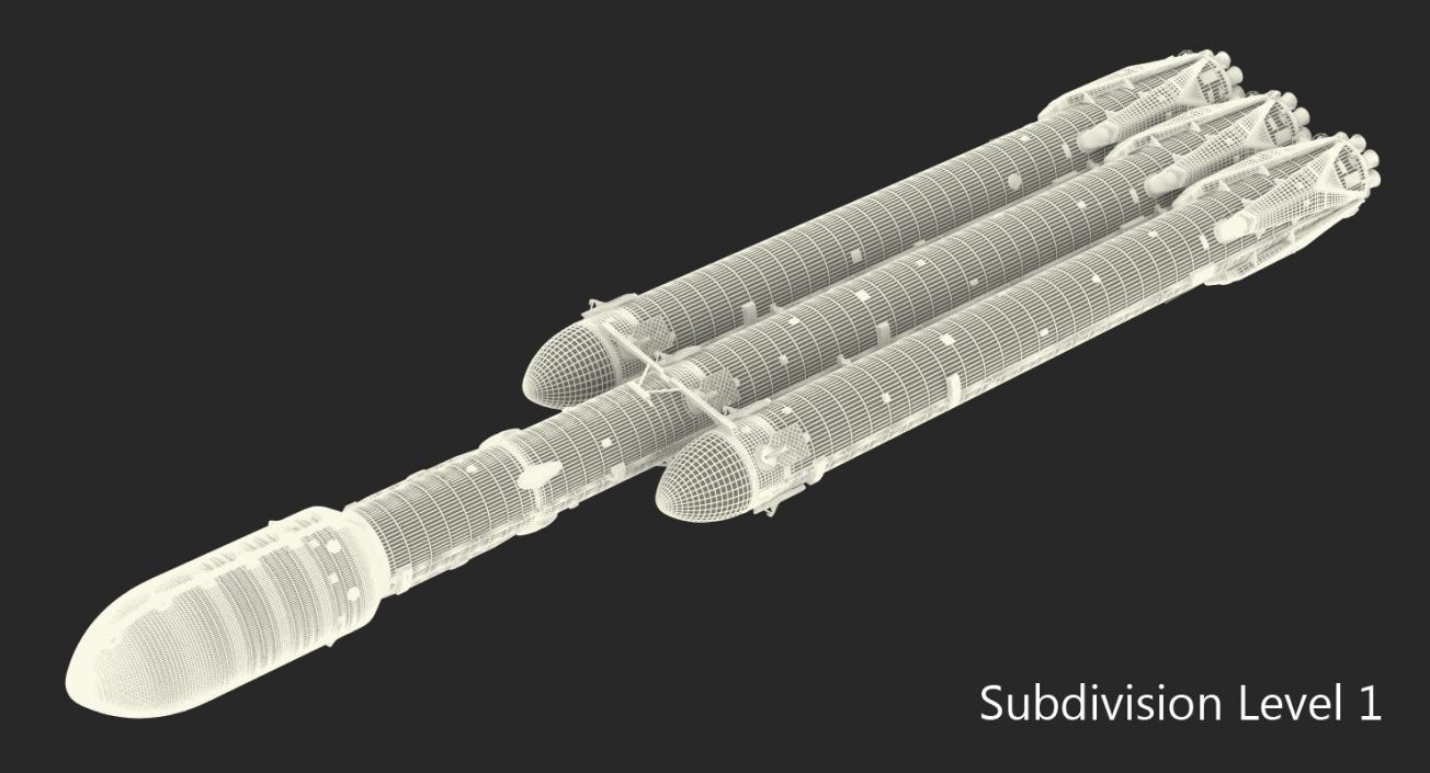 3D Rocket with Boosters and Satellite in Cargo model