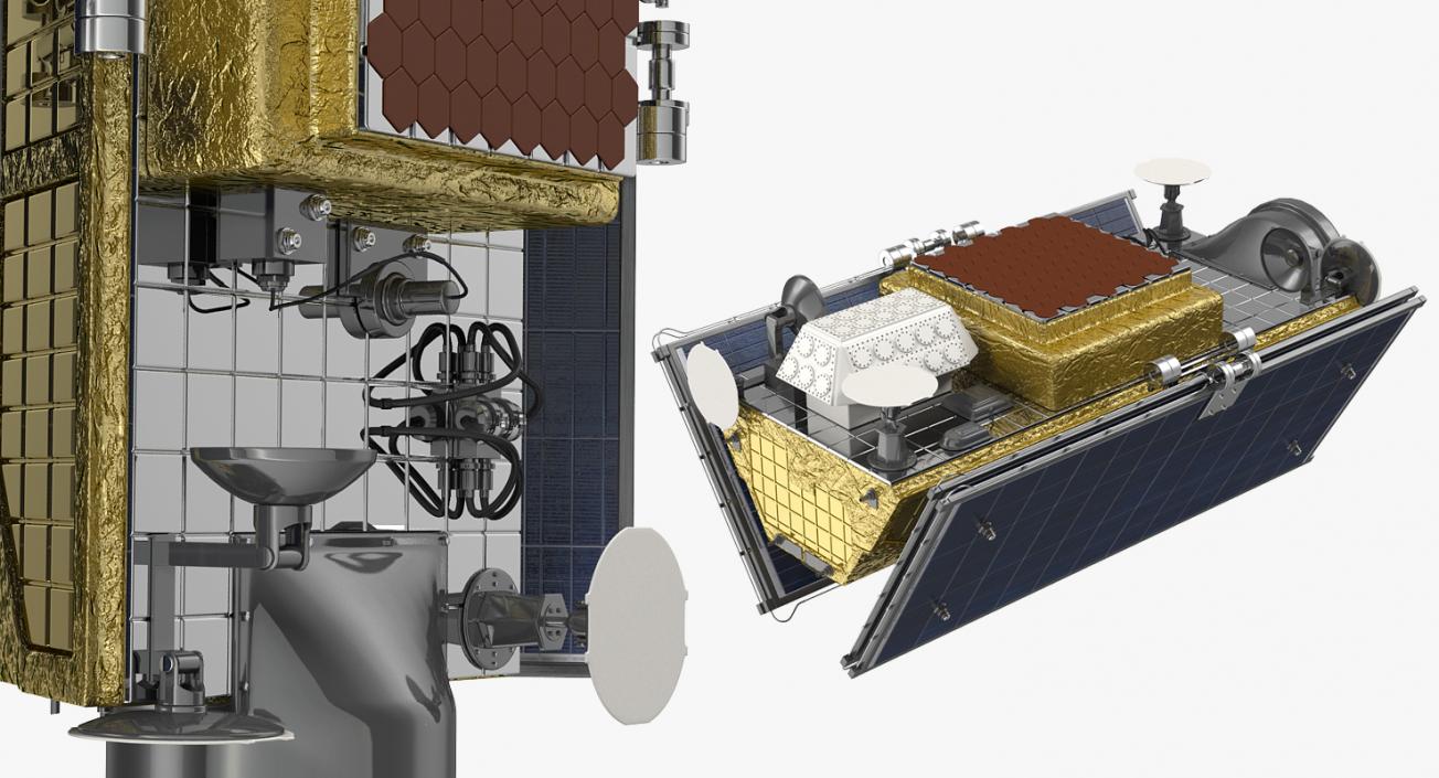 3D Rocket with Boosters and Satellite in Cargo model