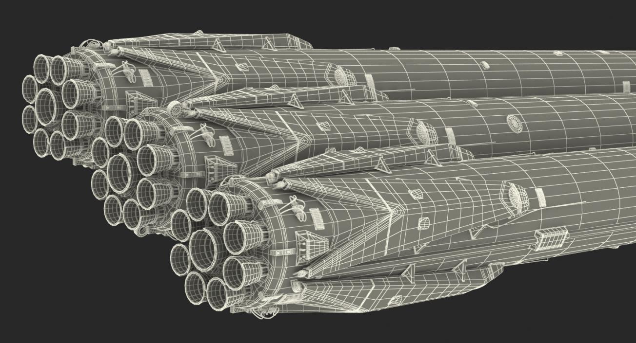 3D Rocket with Boosters and Satellite in Cargo model