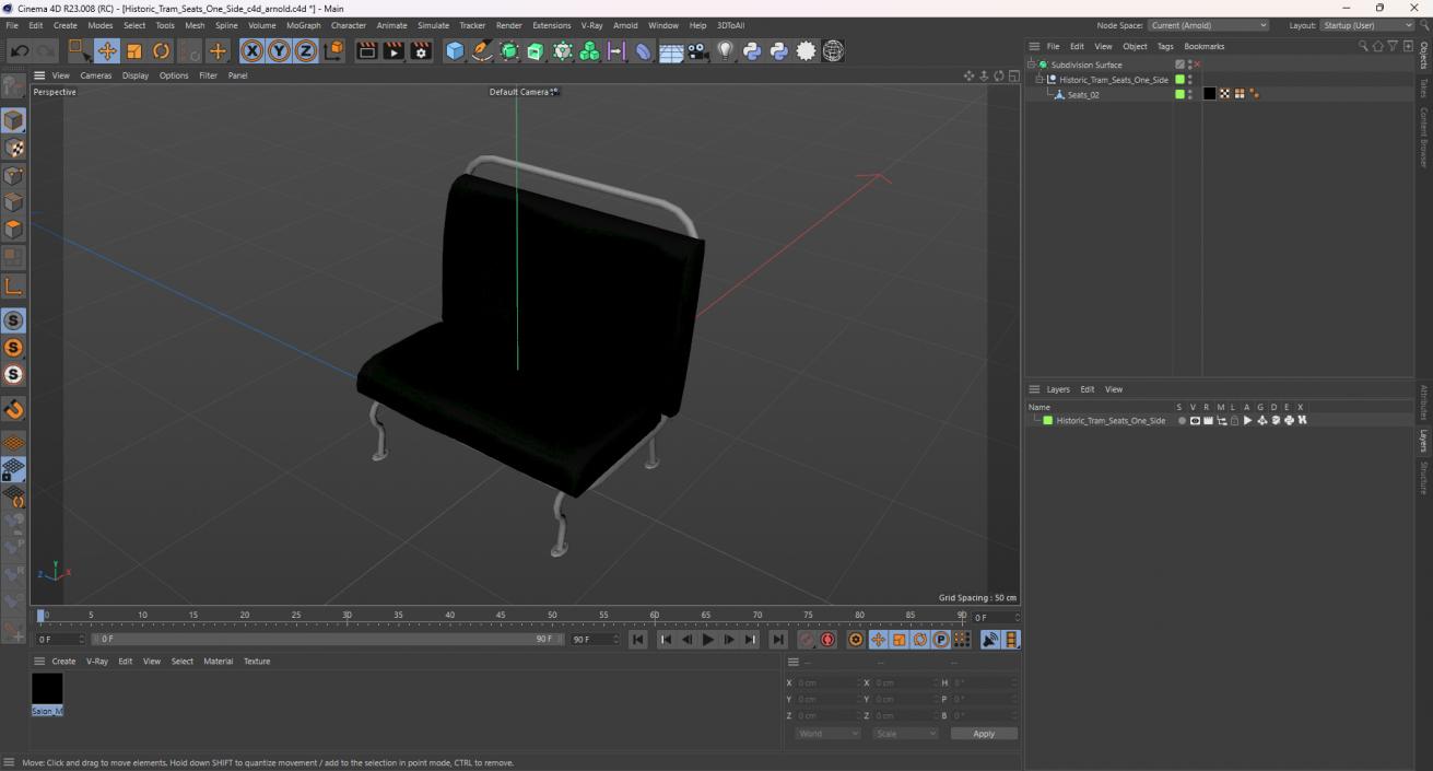 3D Historic Tram Seats One Side model