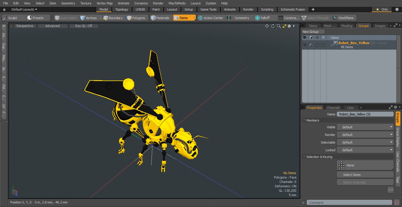 3D Robot Bee Yellow