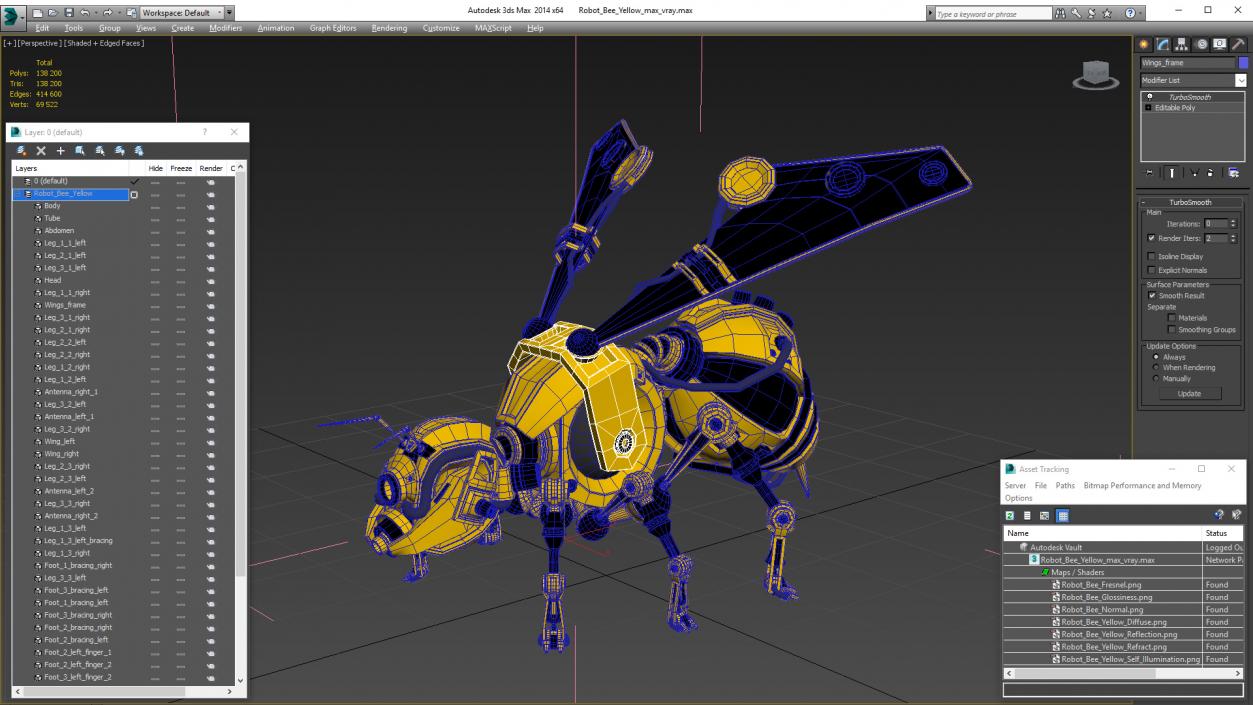 3D Robot Bee Yellow