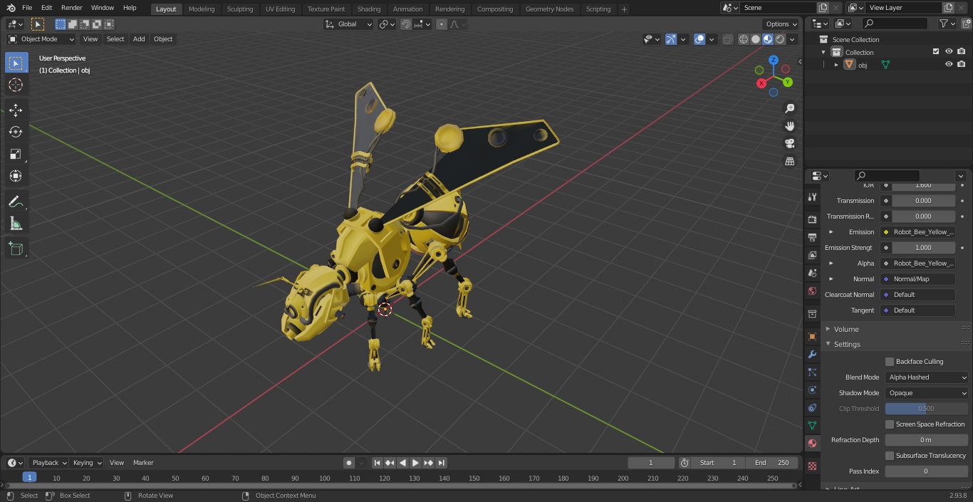 3D Robot Bee Yellow