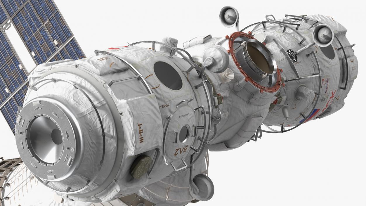 3D ISS Zvezda with Poisk and Pirs Modules model