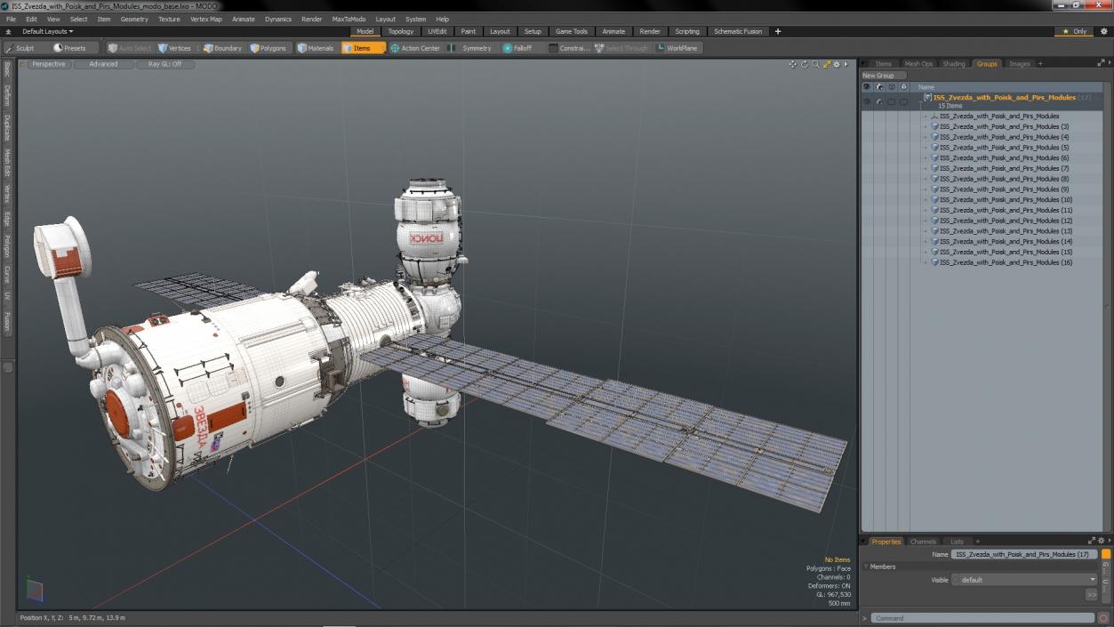 3D ISS Zvezda with Poisk and Pirs Modules model