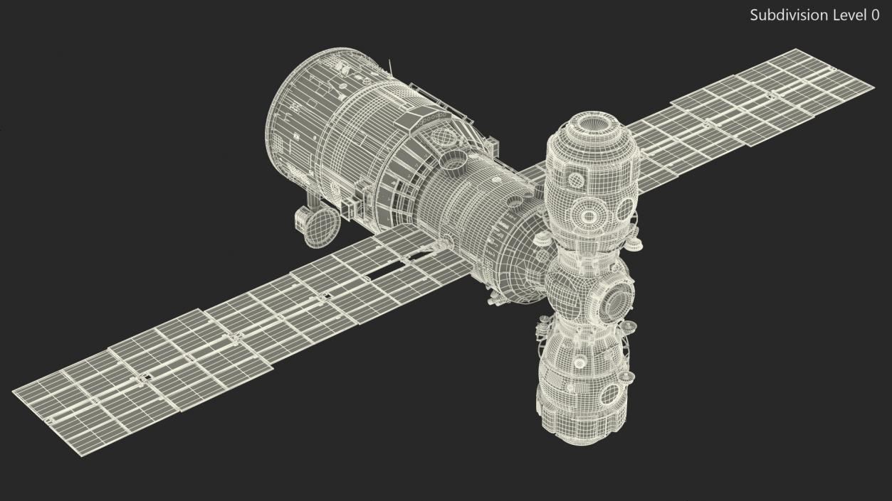 3D ISS Zvezda with Poisk and Pirs Modules model