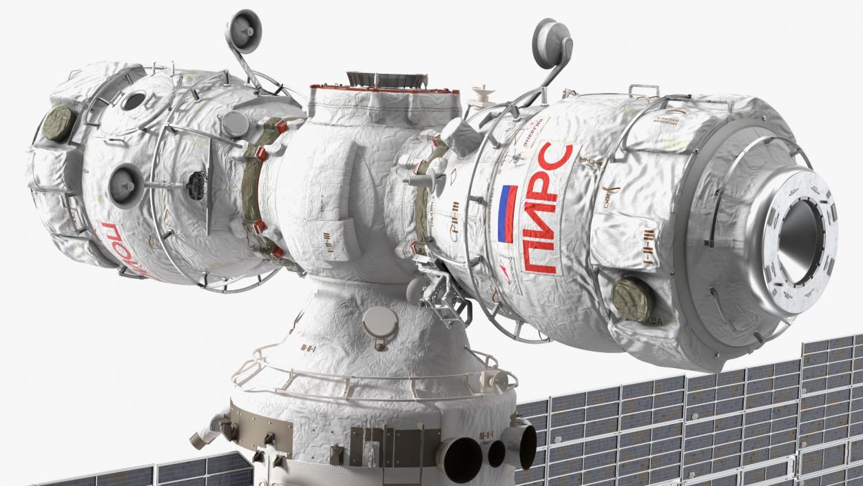 3D ISS Zvezda with Poisk and Pirs Modules model