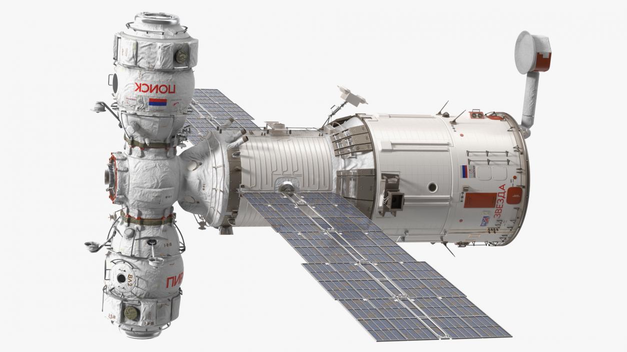 3D ISS Zvezda with Poisk and Pirs Modules model