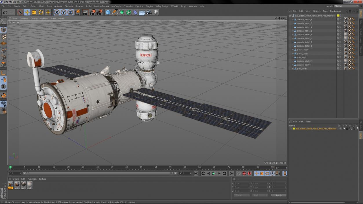 3D ISS Zvezda with Poisk and Pirs Modules model