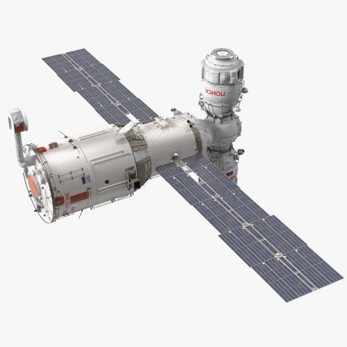 3D ISS Zvezda with Poisk and Pirs Modules model