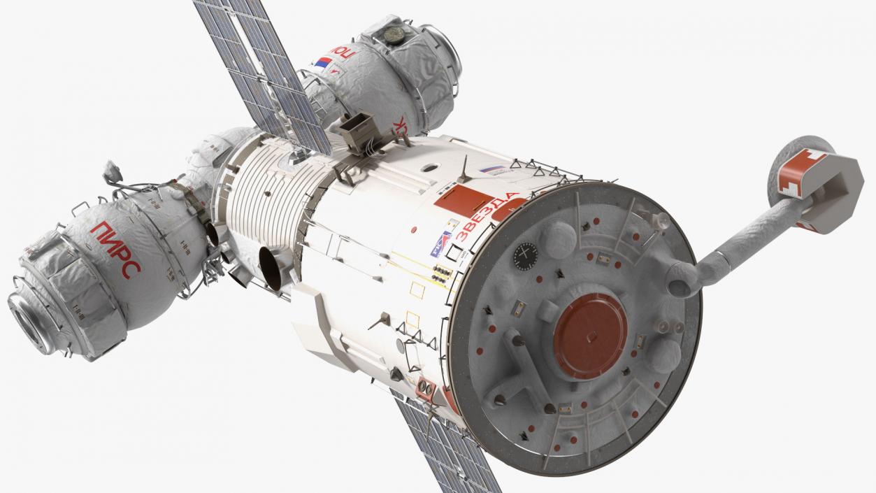 3D ISS Zvezda with Poisk and Pirs Modules model