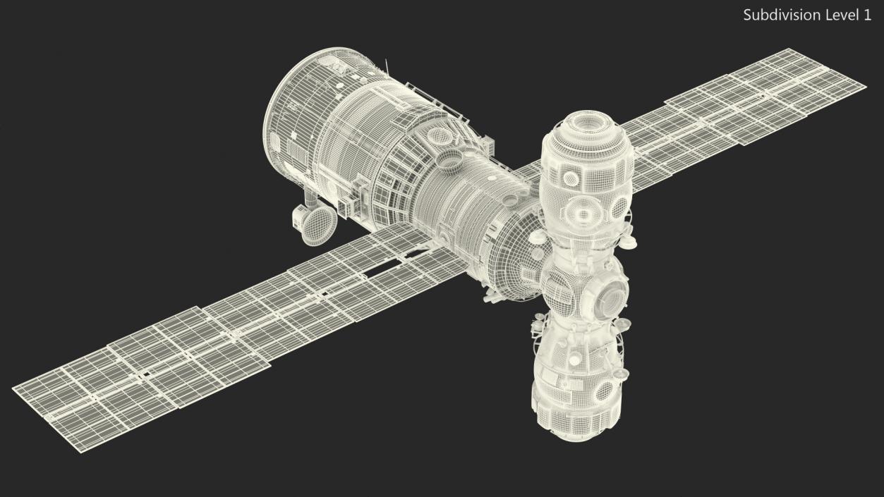 3D ISS Zvezda with Poisk and Pirs Modules model