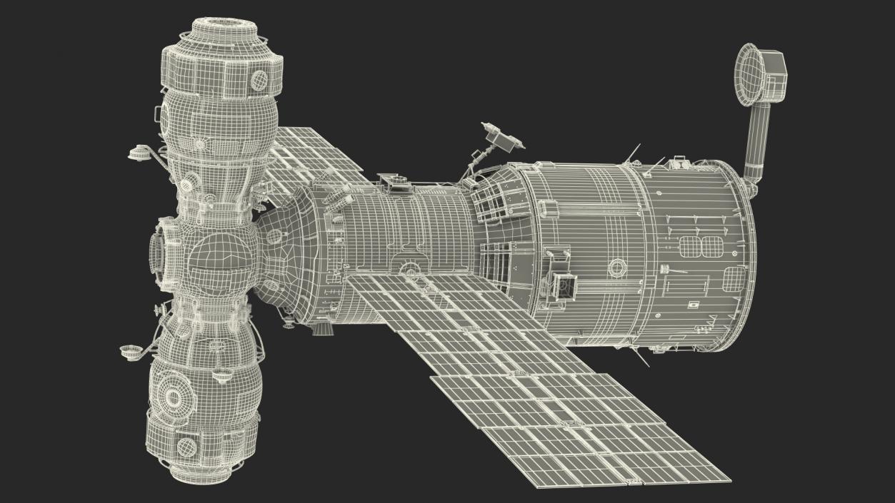 3D ISS Zvezda with Poisk and Pirs Modules model