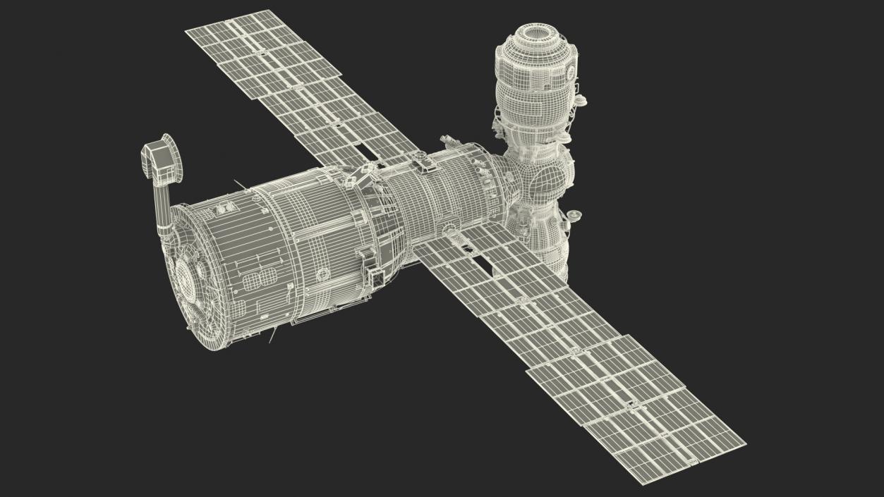 3D ISS Zvezda with Poisk and Pirs Modules model