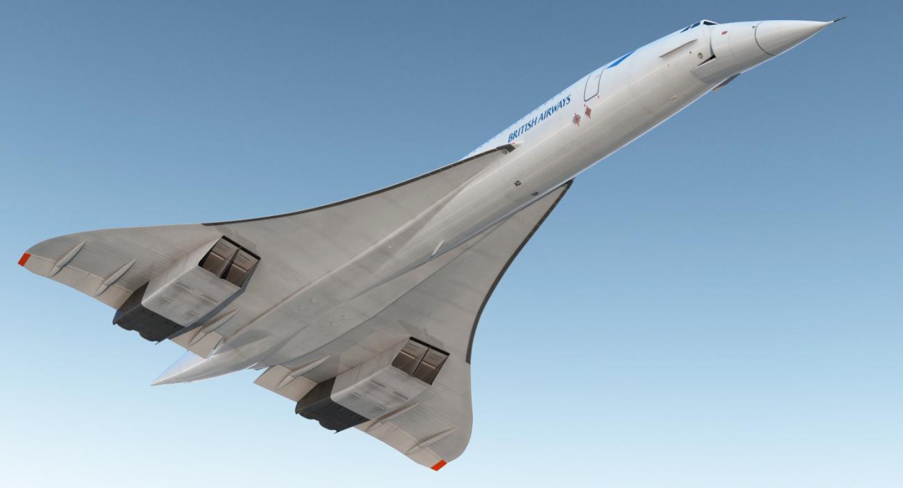 3D model Concorde Supersonic Passenger Jet Airliner British Airways Rigged